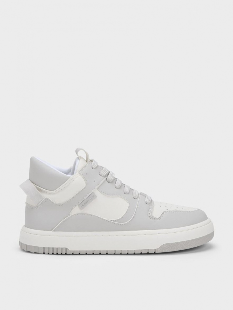 Ψηλα Sneakers Charles And Keith Two-Tone flatforms ανοιχτο γκρι | 23490-ANUT