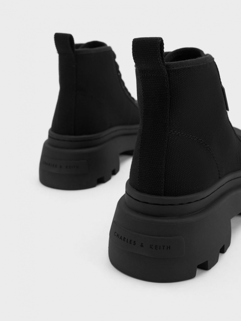 Ψηλα Sneakers Charles And Keith καμβα μαυρα | 54127-ROUG