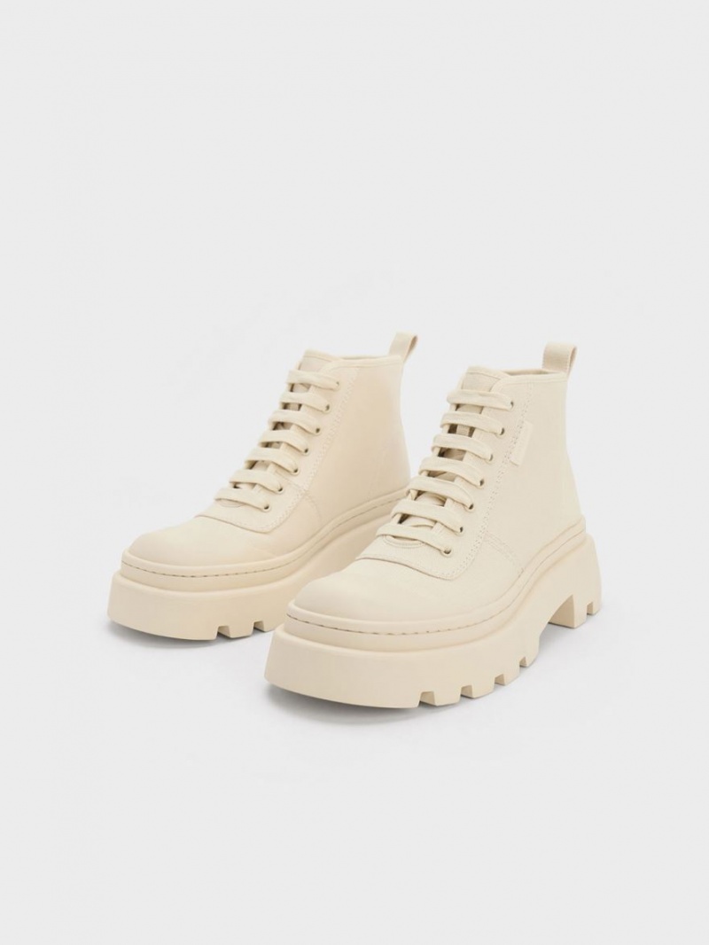 Ψηλα Sneakers Charles And Keith καμβα Μπεζ | 65289-DASF