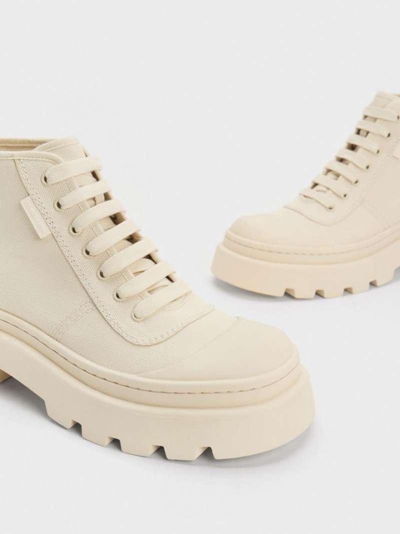 Ψηλα Sneakers Charles And Keith καμβα Μπεζ | 65289-DASF