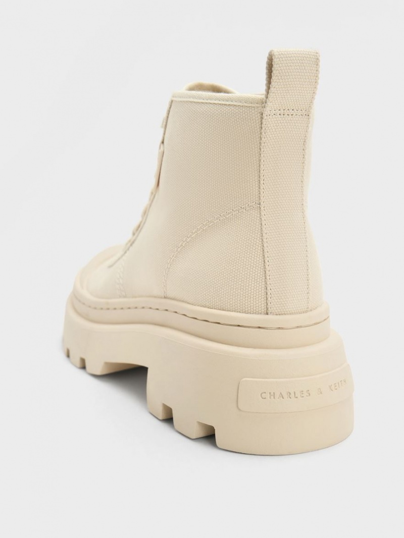 Ψηλα Sneakers Charles And Keith καμβα Μπεζ | 65289-DASF