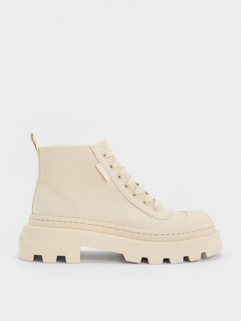 Ψηλα Sneakers Charles And Keith καμβα Μπεζ | 65289-DASF