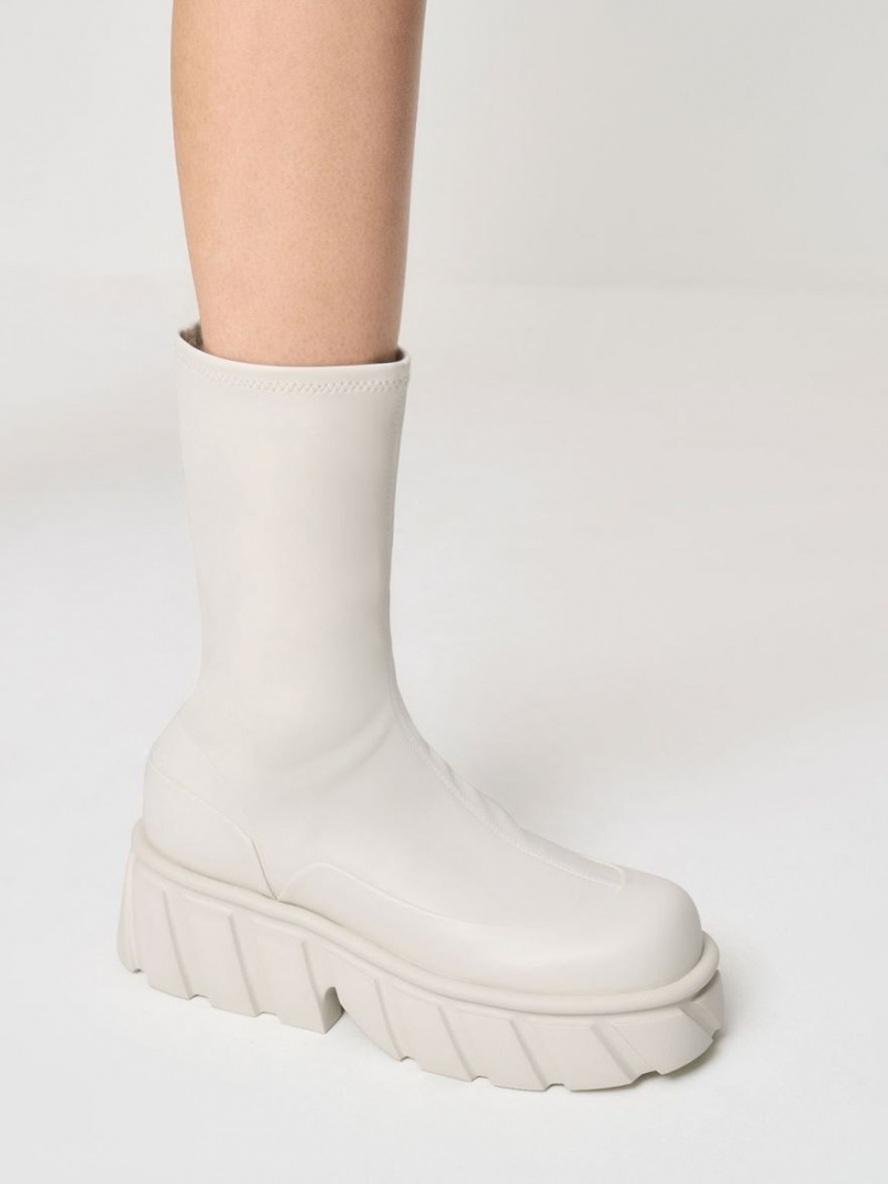 μποτα πλατφορμα Charles And Keith Aberdeen κρέμα | 62814-UABM