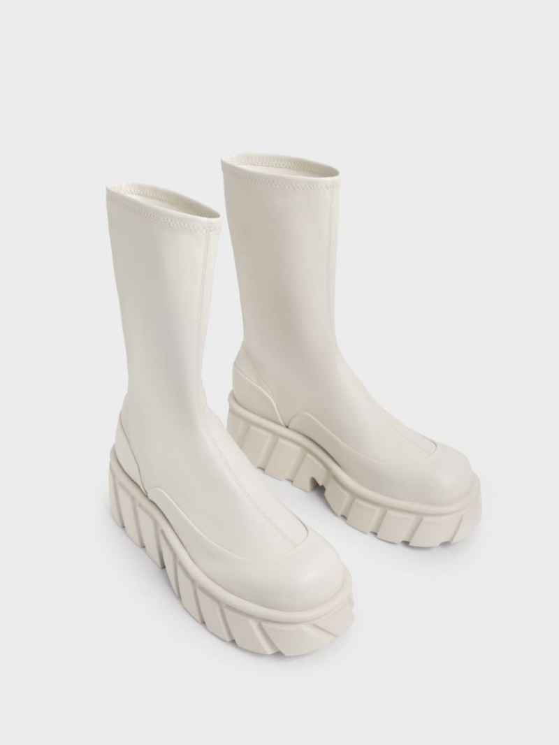 μποτα πλατφορμα Charles And Keith Aberdeen κρέμα | 62814-UABM