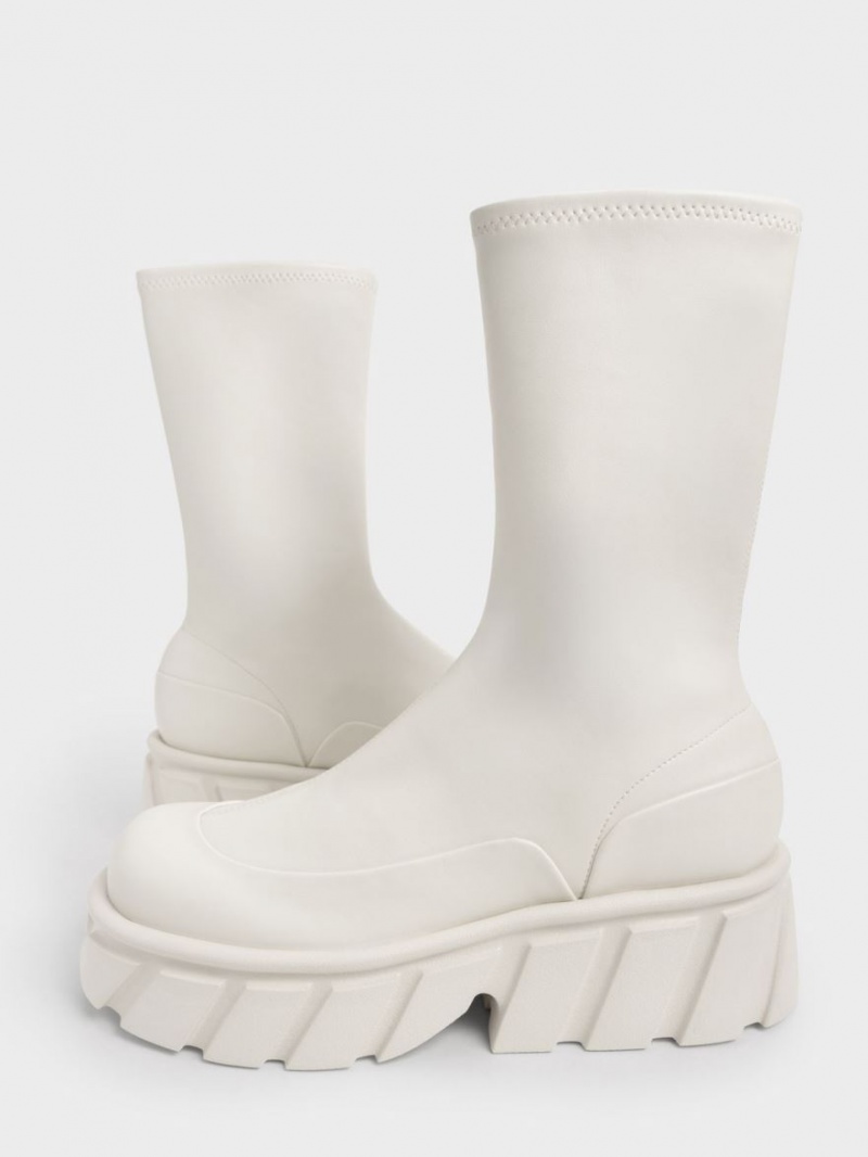 μποτα πλατφορμα Charles And Keith Aberdeen κρέμα | 62814-UABM
