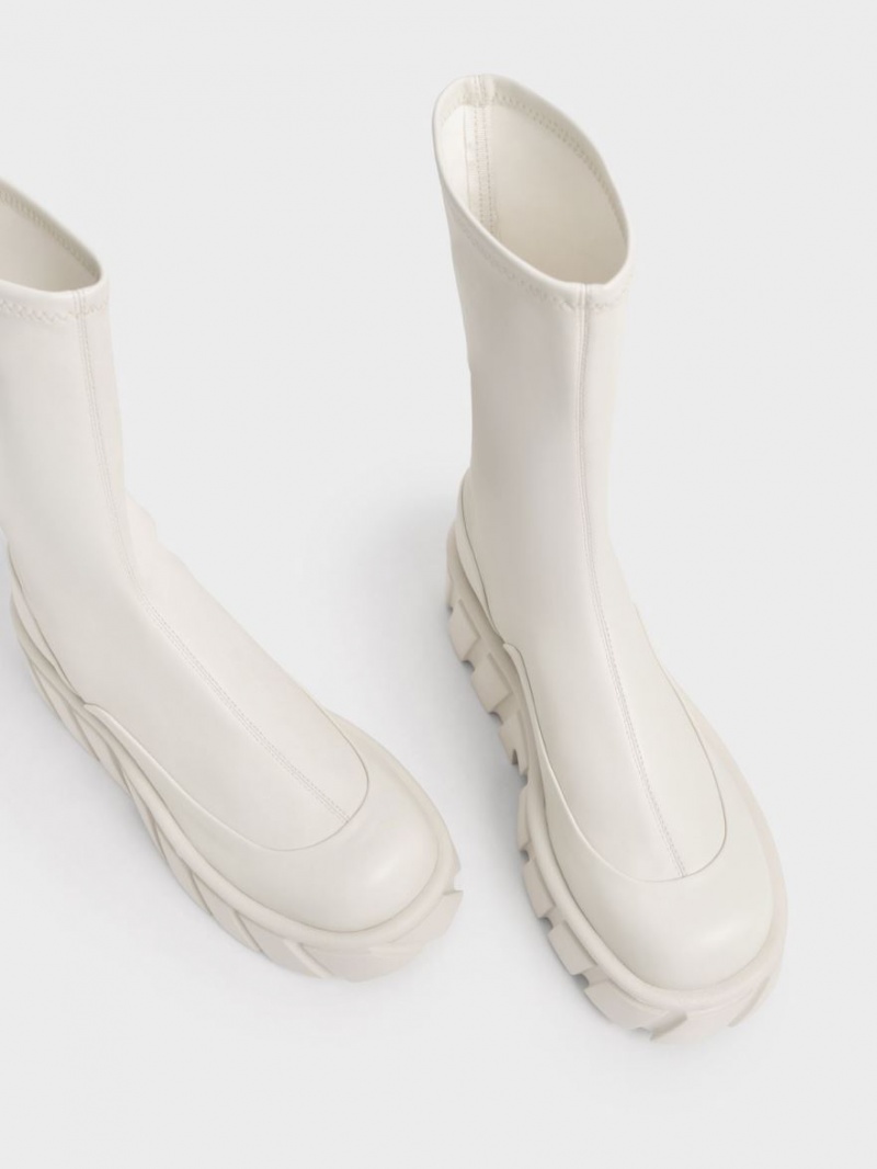 μποτα πλατφορμα Charles And Keith Aberdeen κρέμα | 62814-UABM