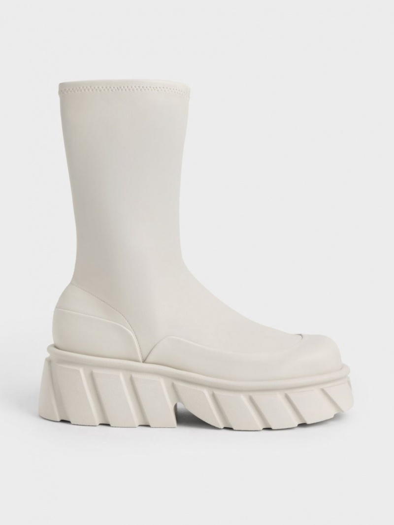 μποτα πλατφορμα Charles And Keith Aberdeen κρέμα | 62814-UABM