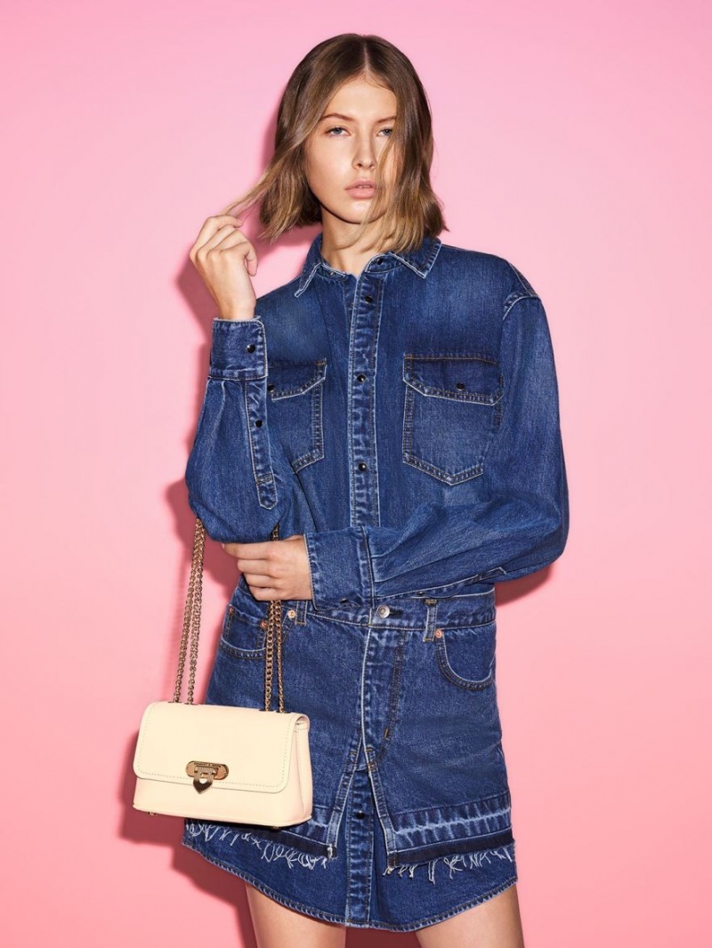τσάντεσ ώμου Charles And Keith Alcott Push-Lock Chain Μπεζ | 13752-UJFH