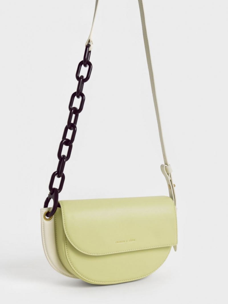 τσάντεσ ώμου Charles And Keith Alden Half-Moon ανοιχτο πρασινο | 02915-DGCZ