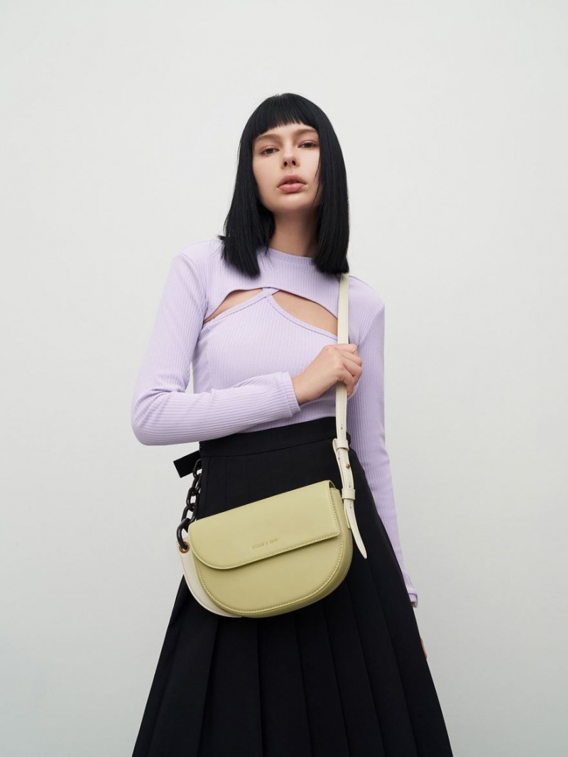 τσάντεσ ώμου Charles And Keith Alden Half-Moon ανοιχτο πρασινο | 02915-DGCZ