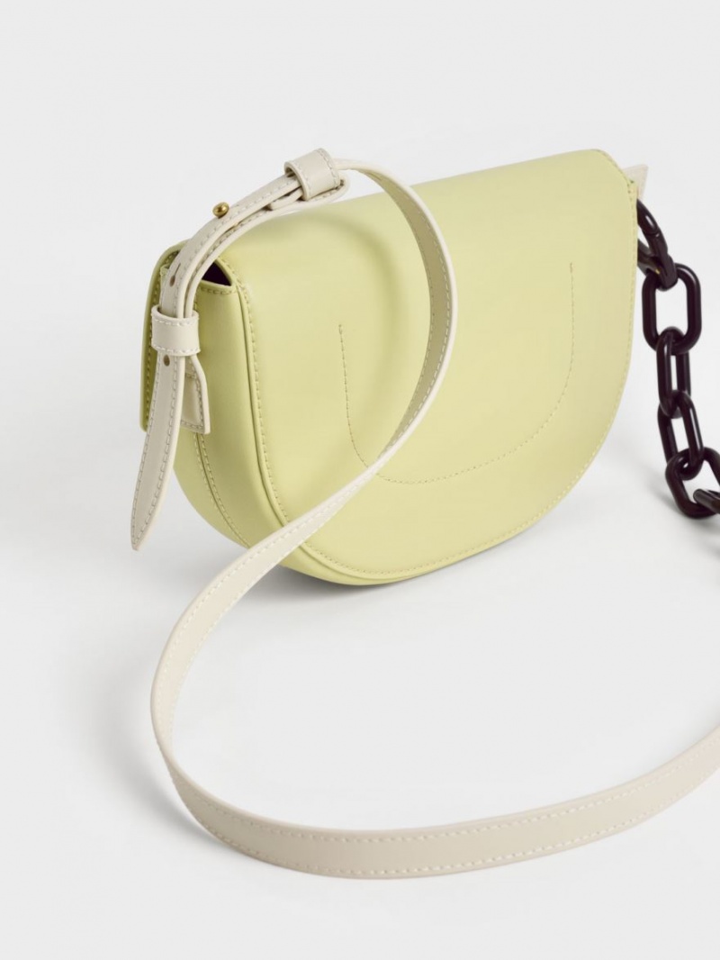 τσάντεσ ώμου Charles And Keith Alden Half-Moon ανοιχτο πρασινο | 02915-DGCZ