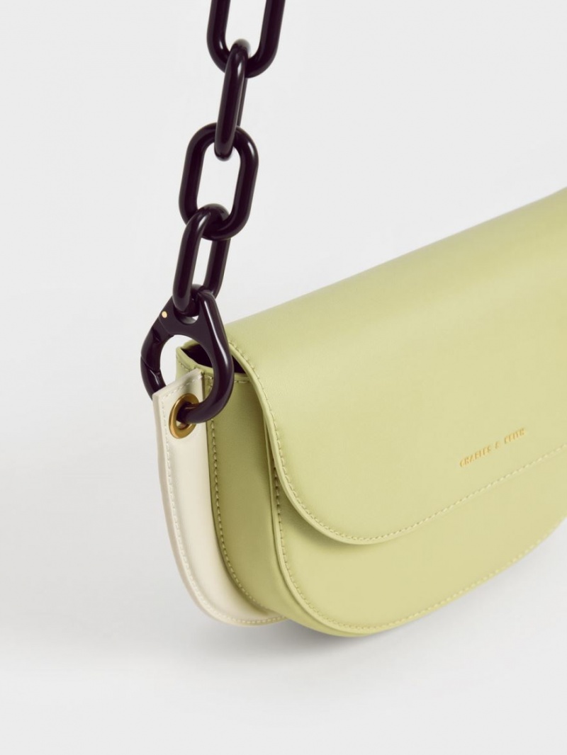 τσάντεσ ώμου Charles And Keith Alden Half-Moon ανοιχτο πρασινο | 02915-DGCZ