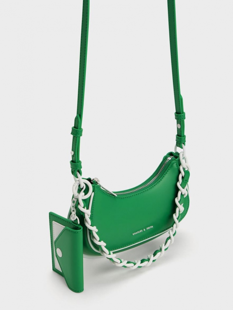 τσάντεσ ώμου Charles And Keith Alouette Curved πρασινο | 74983-VULQ