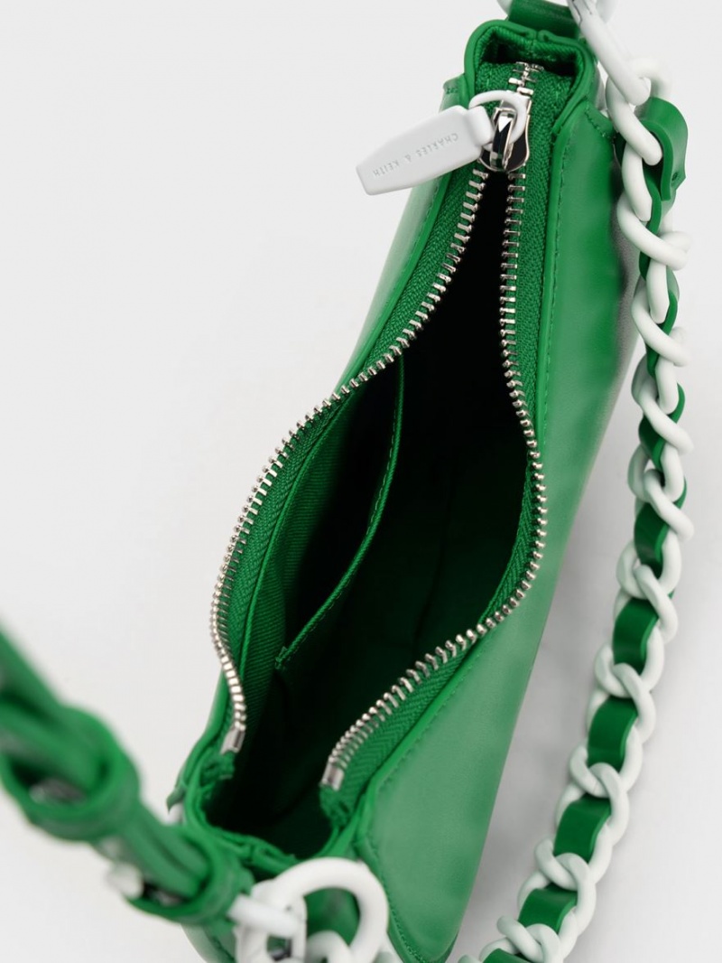 τσάντεσ ώμου Charles And Keith Alouette Curved πρασινο | 74983-VULQ