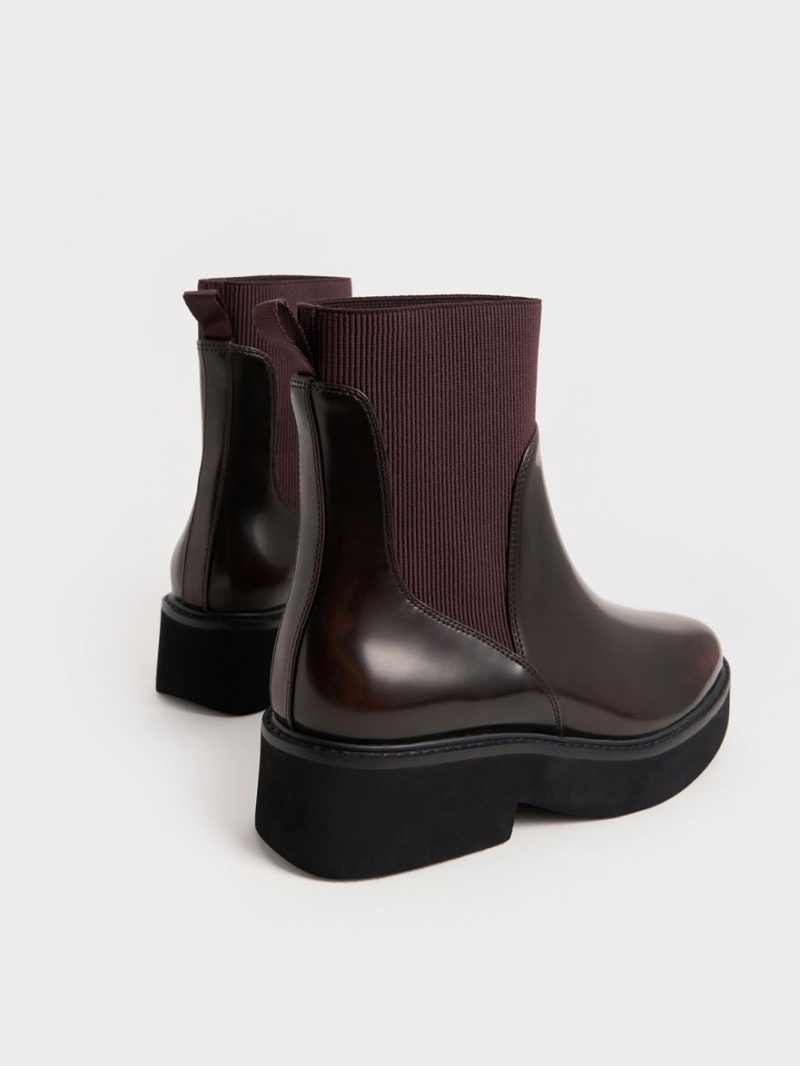 Μπότες Κάλτσες Charles And Keith Ankle μπορντο | 39718-NOCT