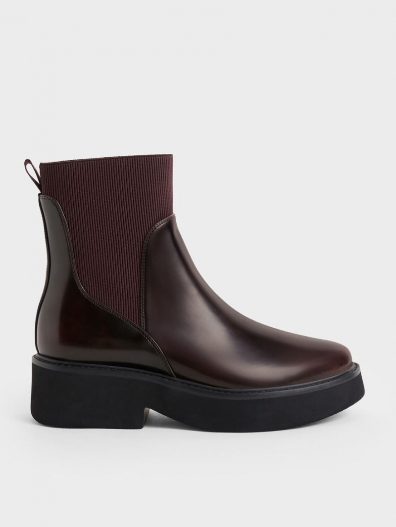 Μπότες Κάλτσες Charles And Keith Ankle μπορντο | 39718-NOCT