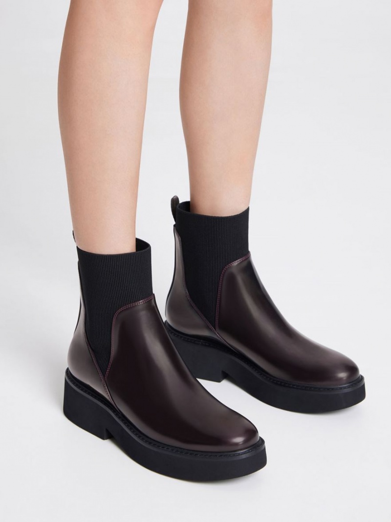 Μπότες Κάλτσες Charles And Keith Ankle μπορντο | 67092-OSEG