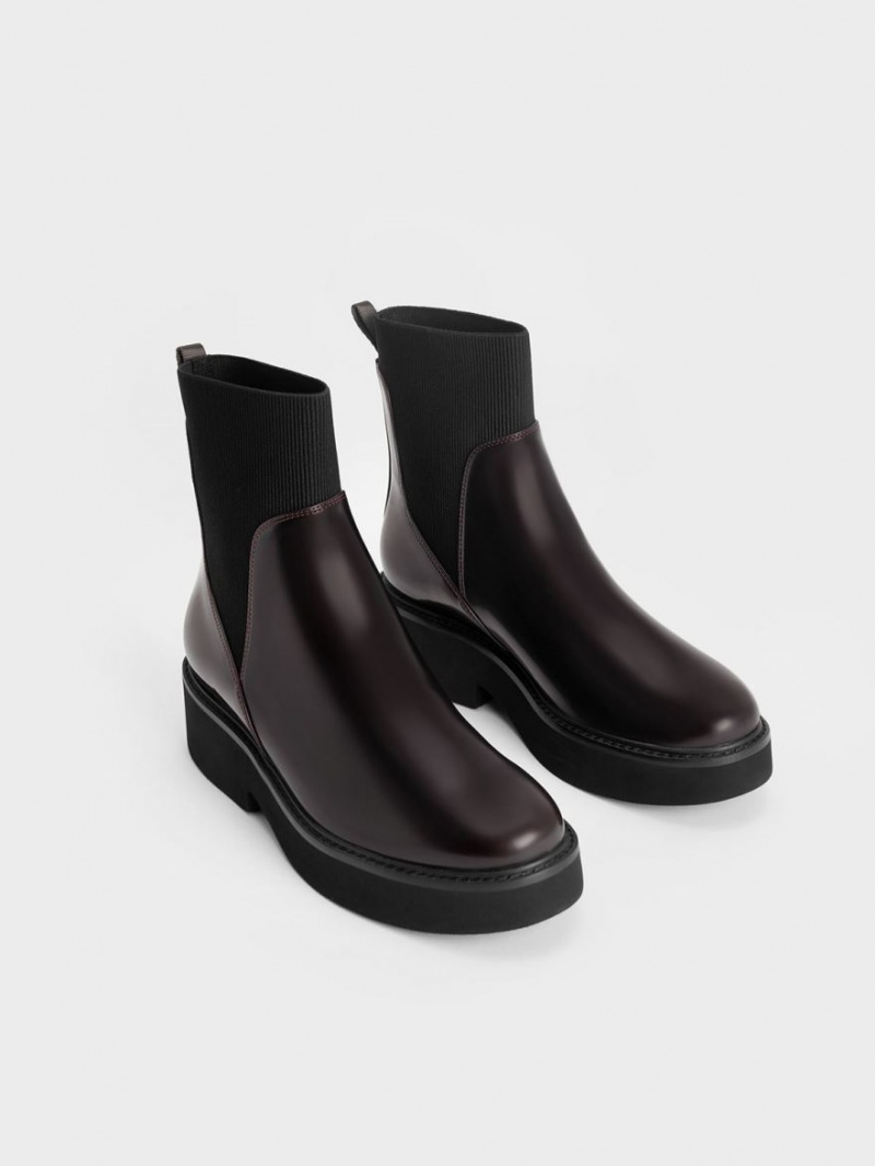 Μπότες Κάλτσες Charles And Keith Ankle μπορντο | 67092-OSEG
