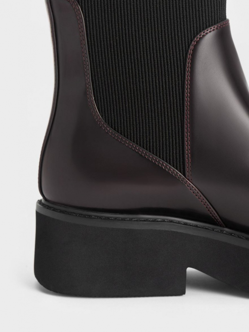 Μπότες Κάλτσες Charles And Keith Ankle μπορντο | 67092-OSEG