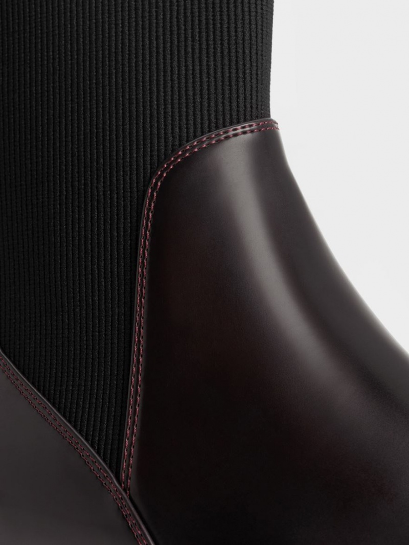 Μπότες Κάλτσες Charles And Keith Ankle μπορντο | 67092-OSEG