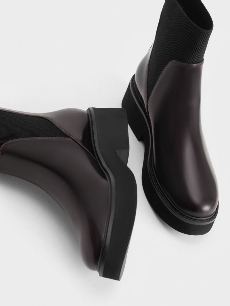 Μπότες Κάλτσες Charles And Keith Ankle μπορντο | 67092-OSEG