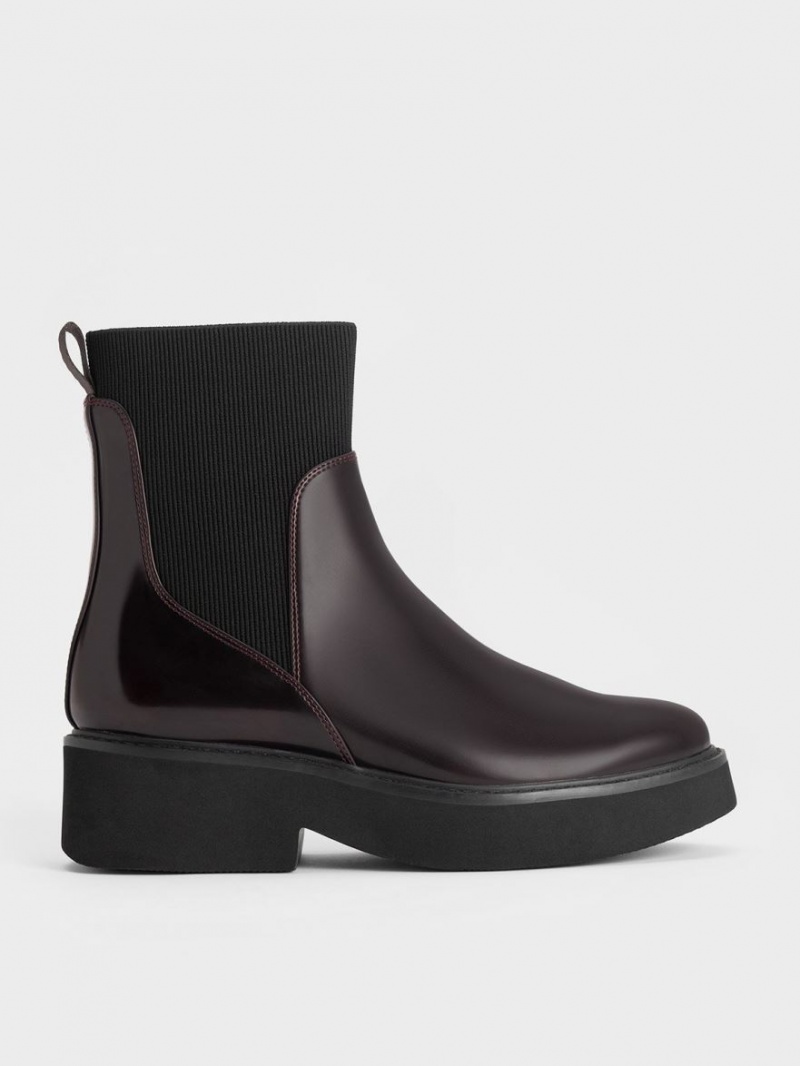 Μπότες Κάλτσες Charles And Keith Ankle μπορντο | 67092-OSEG