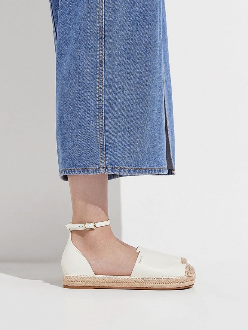 Παπουτσια Μπαλαρινεσ Charles And Keith Ankle-λουρακια εσπαντριγιεσ ασπρα | 20195-DAOY