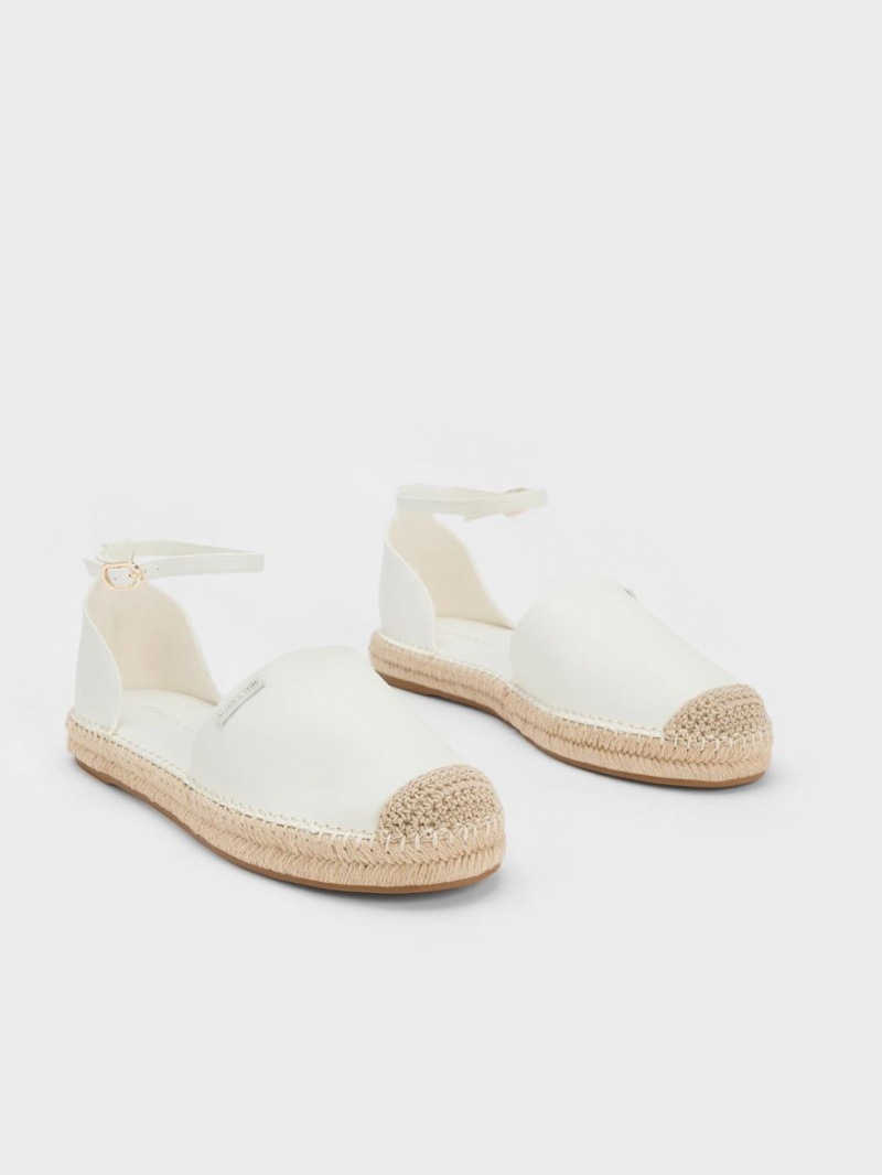 Παπουτσια Μπαλαρινεσ Charles And Keith Ankle-λουρακια εσπαντριγιεσ ασπρα | 20195-DAOY