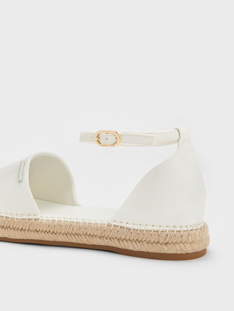 Παπουτσια Μπαλαρινεσ Charles And Keith Ankle-λουρακια εσπαντριγιεσ ασπρα | 20195-DAOY