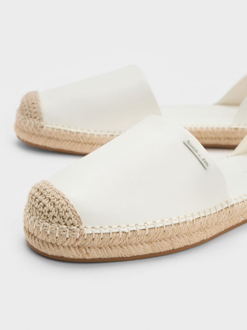 Παπουτσια Μπαλαρινεσ Charles And Keith Ankle-λουρακια εσπαντριγιεσ ασπρα | 20195-DAOY