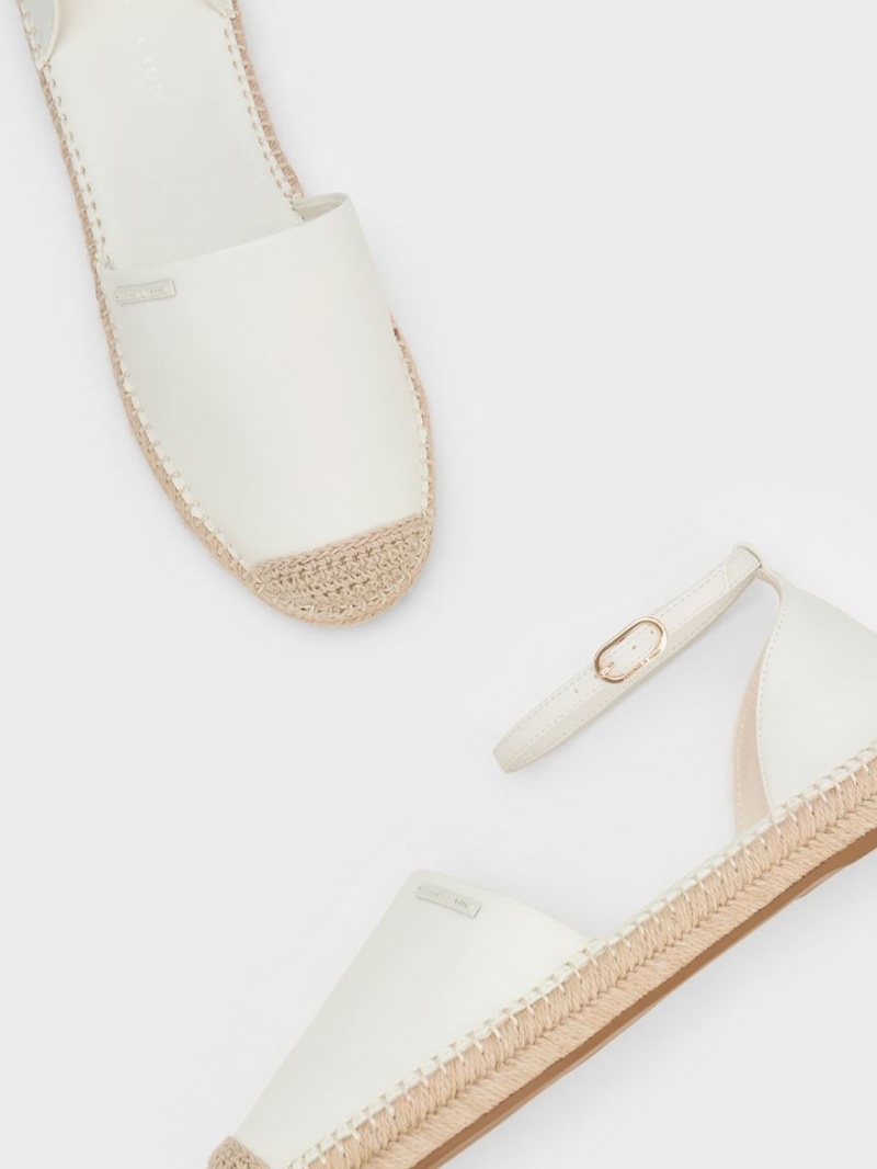 Παπουτσια Μπαλαρινεσ Charles And Keith Ankle-λουρακια εσπαντριγιεσ ασπρα | 20195-DAOY