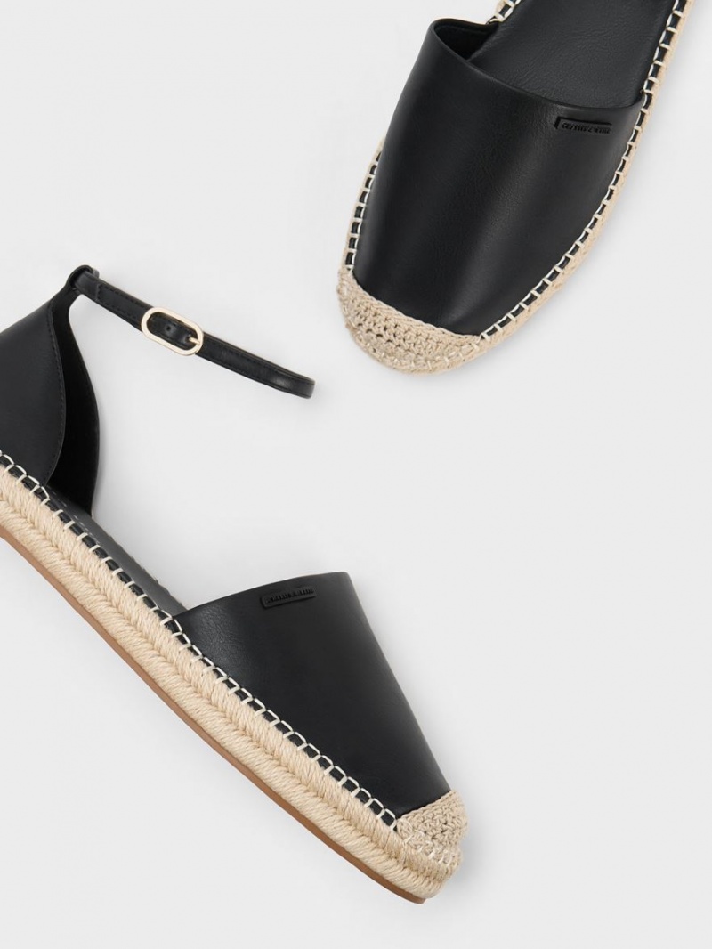 Παπουτσια Μπαλαρινεσ Charles And Keith Ankle-λουρακια εσπαντριγιεσ μαυρα | 59261-FJTB