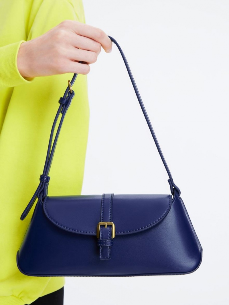 τσάντεσ ώμου Charles And Keith Annelise Double Belted σκουρο μπλε | 05817-IMFS