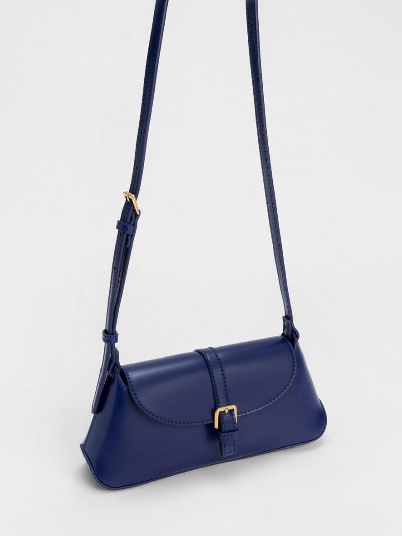 τσάντεσ ώμου Charles And Keith Annelise Double Belted σκουρο μπλε | 05817-IMFS