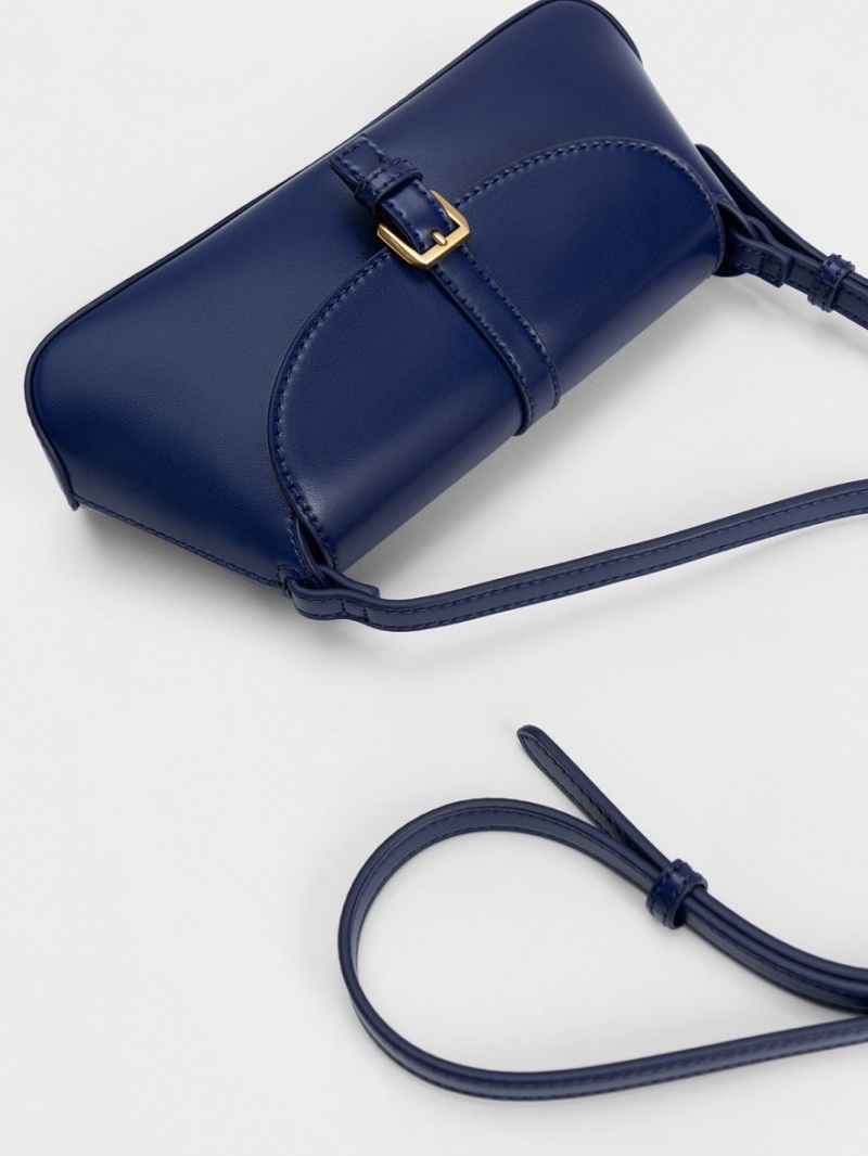 τσάντεσ ώμου Charles And Keith Annelise Double Belted σκουρο μπλε | 05817-IMFS