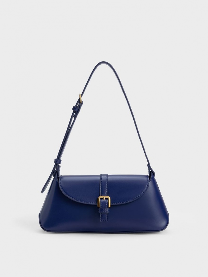 τσάντεσ ώμου Charles And Keith Annelise Double Belted σκουρο μπλε | 05817-IMFS
