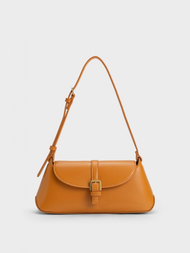 τσάντεσ ώμου Charles And Keith Annelise Double Belted πορτοκαλι | 52768-PGEN