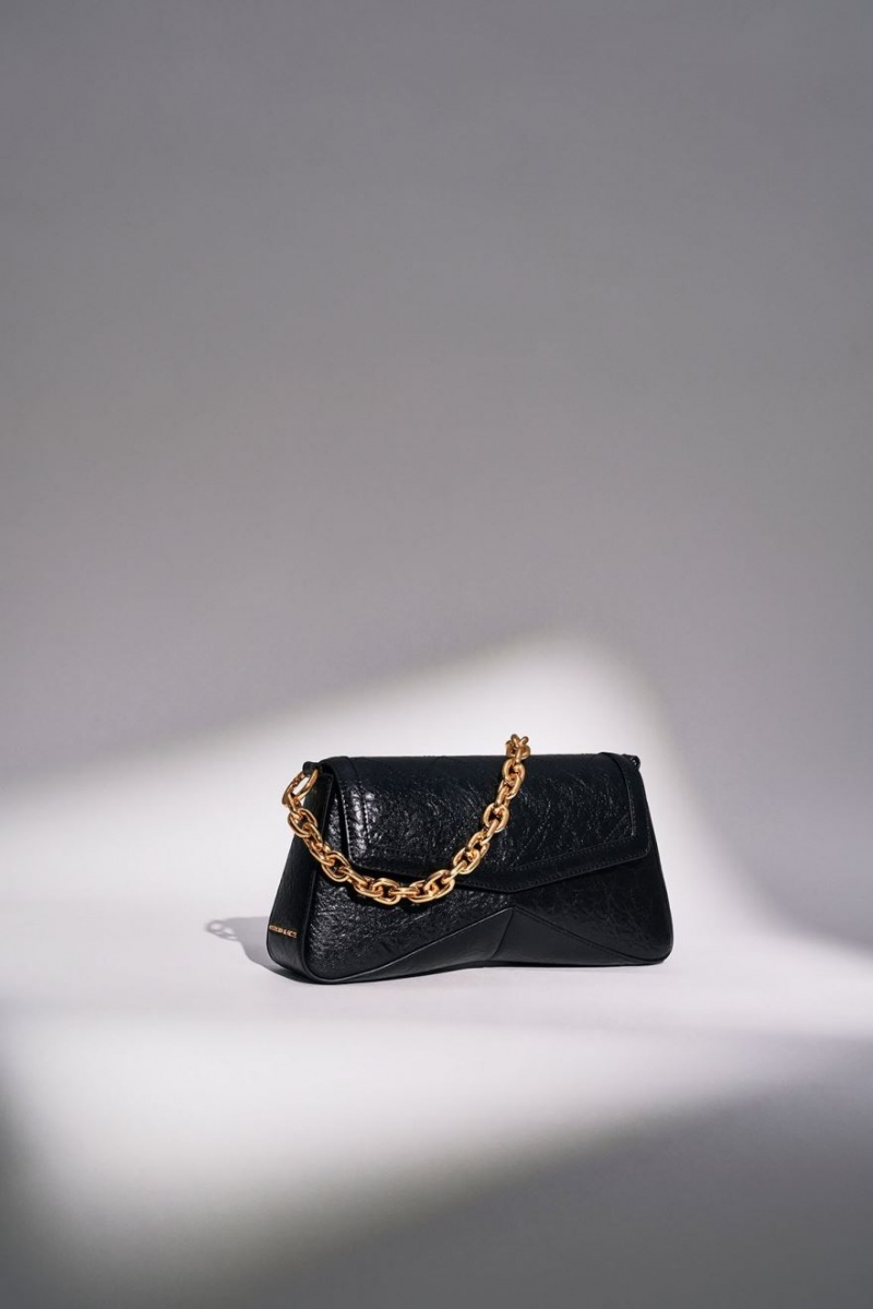 τσάντεσ ώμου Charles And Keith Arley Scarf Chain-Link Trapeze μαυρα | 75486-UVSR