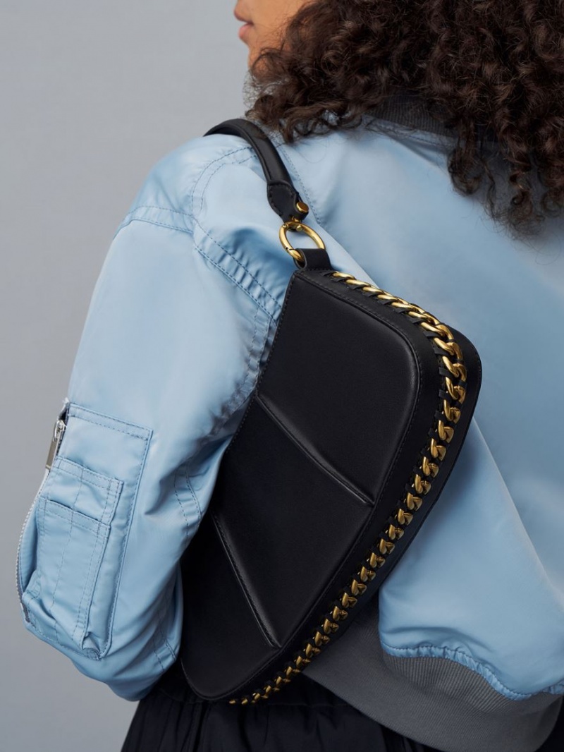 τσάντεσ ώμου Charles And Keith Arlys Curved μαυρα | 01835-AMNL