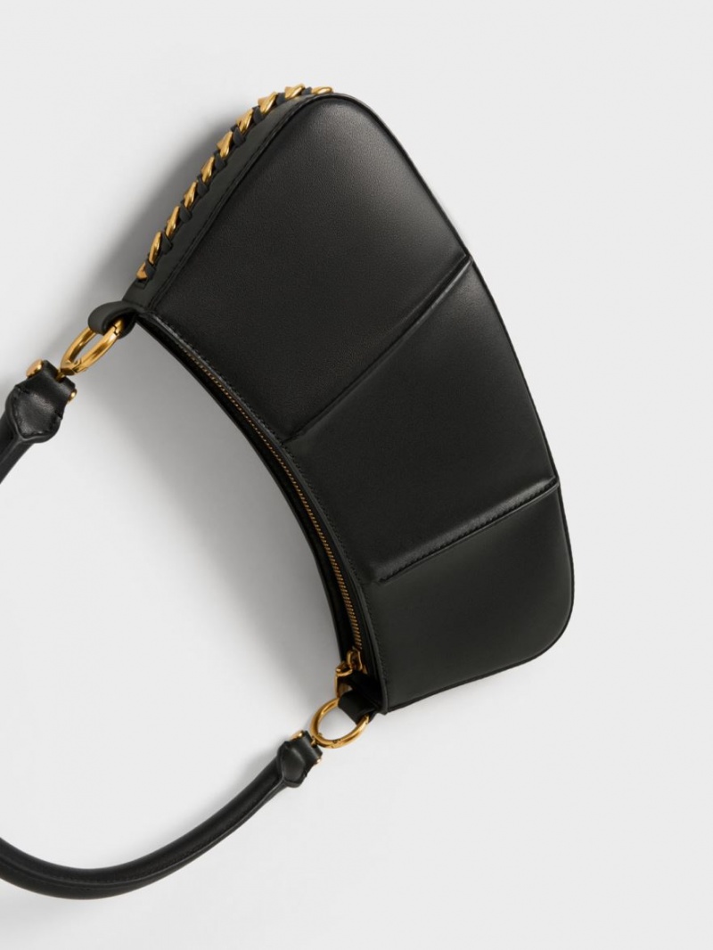 τσάντεσ ώμου Charles And Keith Arlys Curved μαυρα | 01835-AMNL