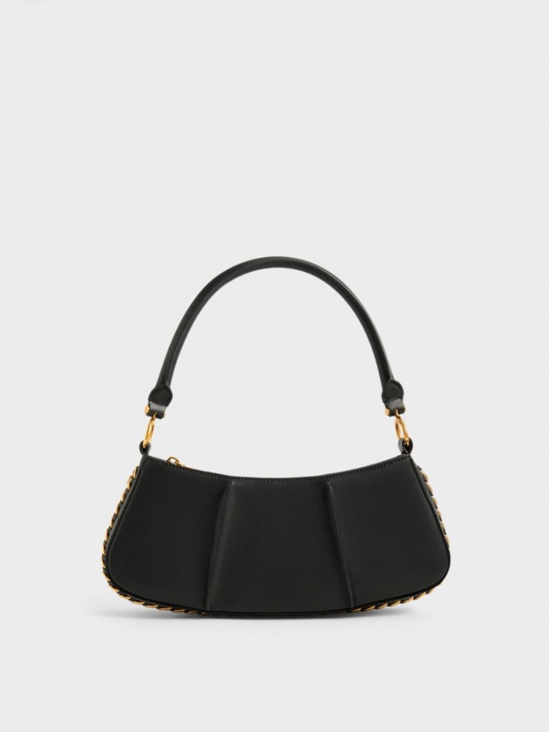 τσάντεσ ώμου Charles And Keith Arlys Curved μαυρα | 01835-AMNL