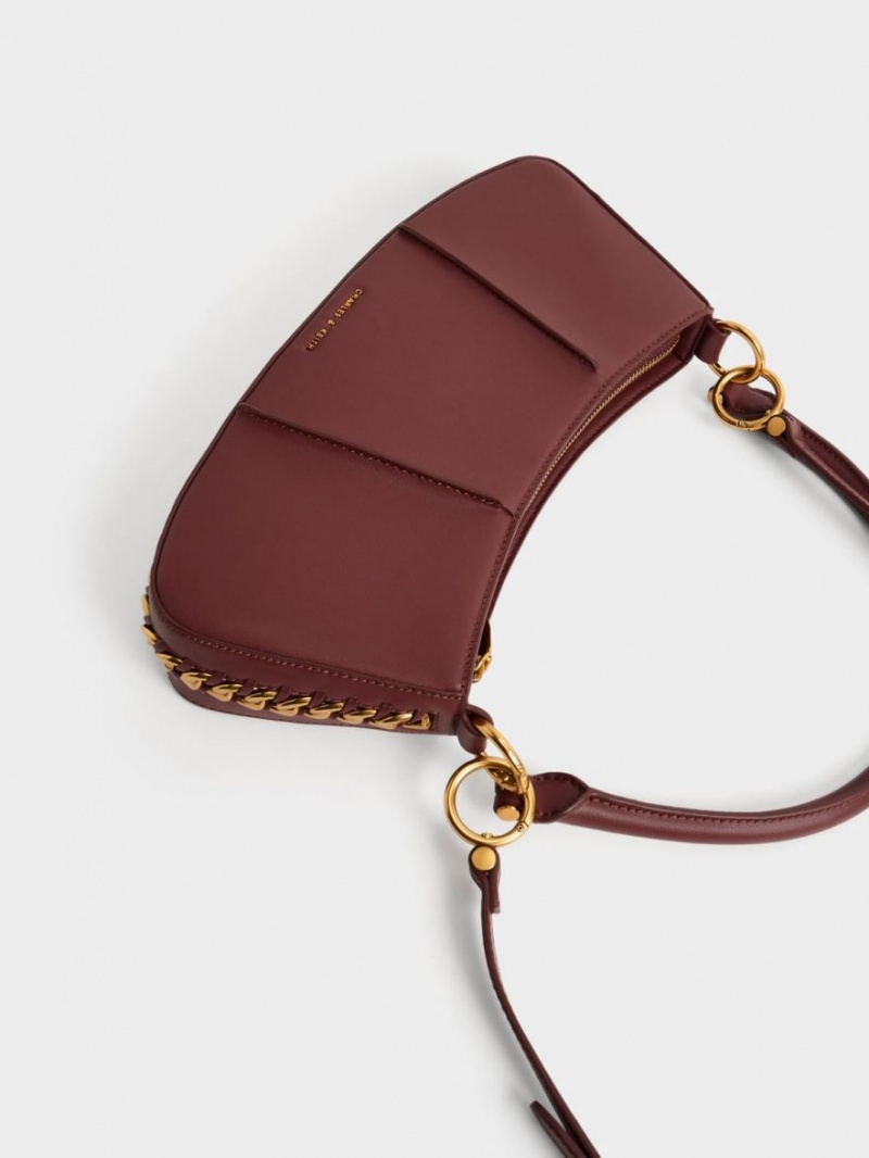 τσάντεσ ώμου Charles And Keith Arlys Curved σοκολάτα | 91572-AXSZ
