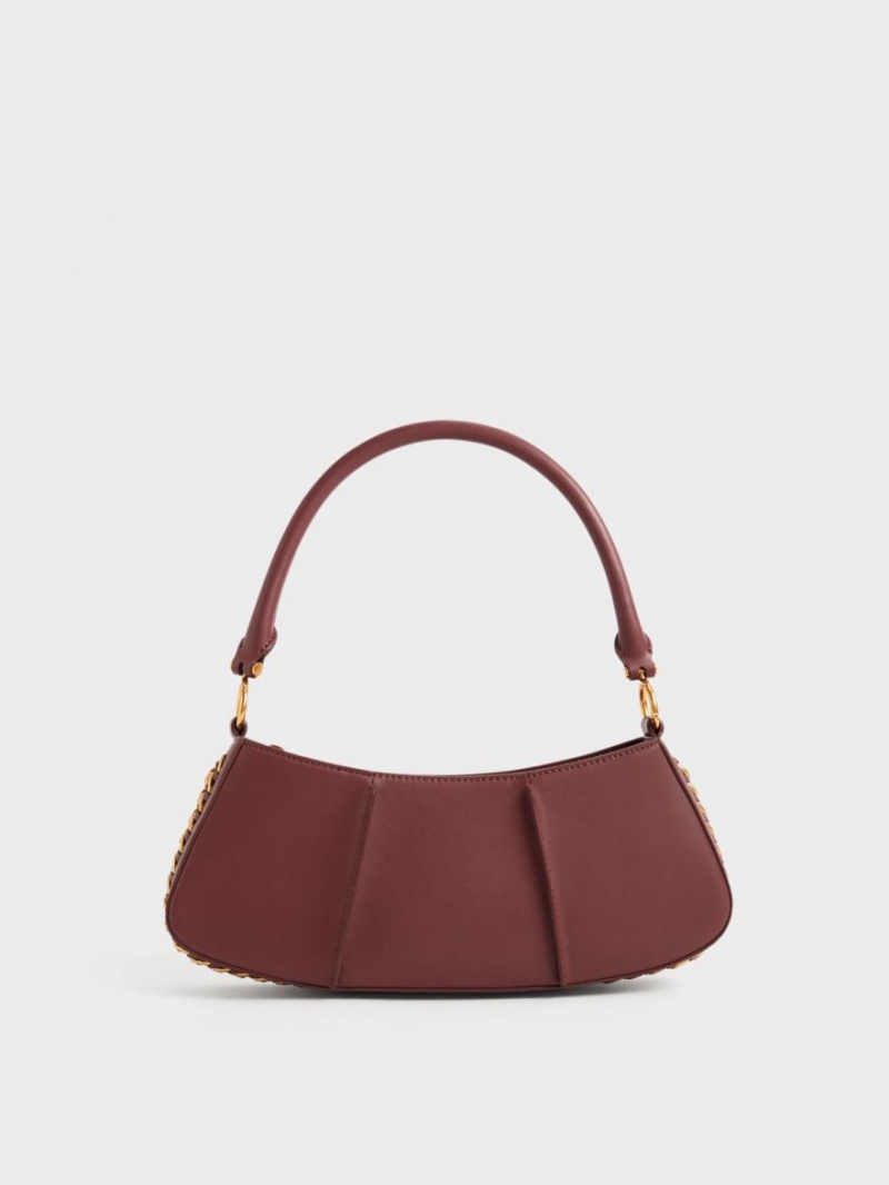 τσάντεσ ώμου Charles And Keith Arlys Curved σοκολάτα | 91572-AXSZ