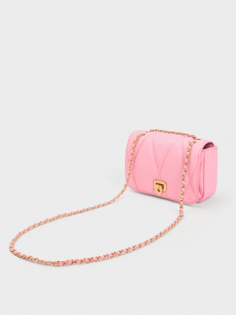 τσάντεσ ώμου Charles And Keith Arwen Καπιτονέ ροζ | 31850-WSUO