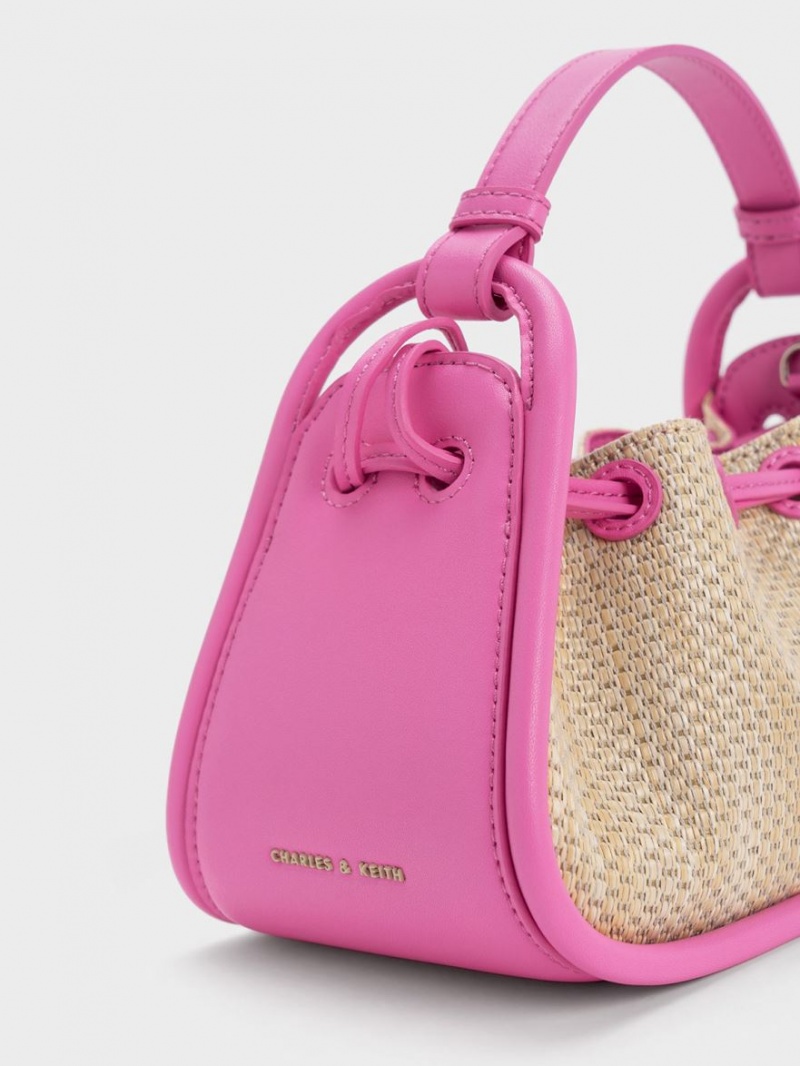 τσαντα χειροσ Charles And Keith Ashby Raffia Curved ροζ | 52790-LESA