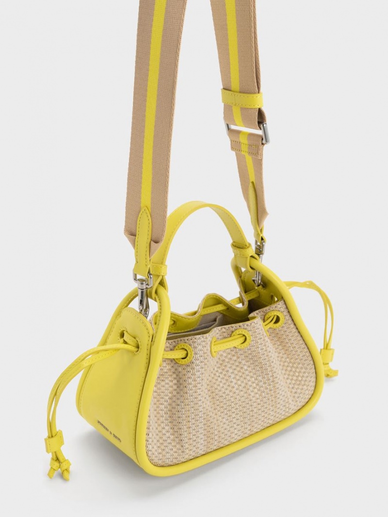 τσαντα χειροσ Charles And Keith Ashby Raffia Curved κίτρινα | 36489-EKQN