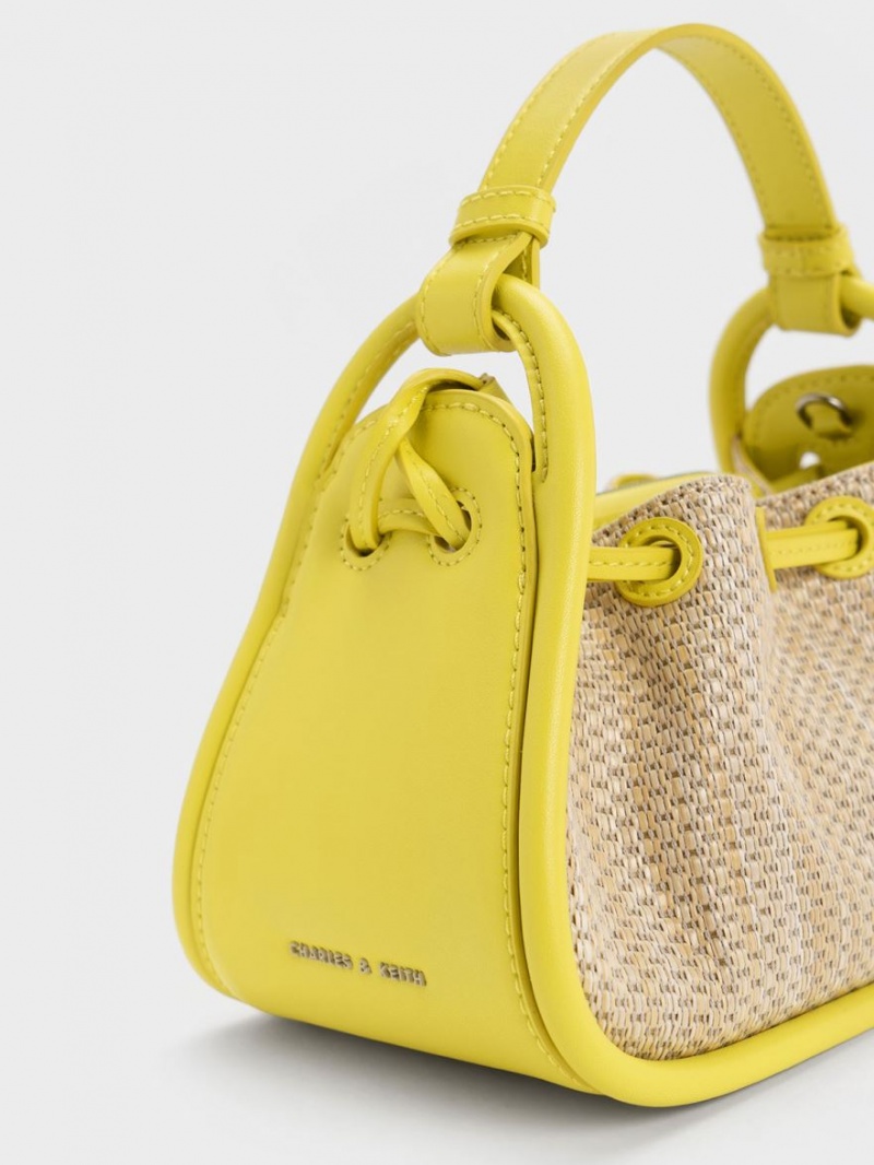 τσαντα χειροσ Charles And Keith Ashby Raffia Curved κίτρινα | 36489-EKQN