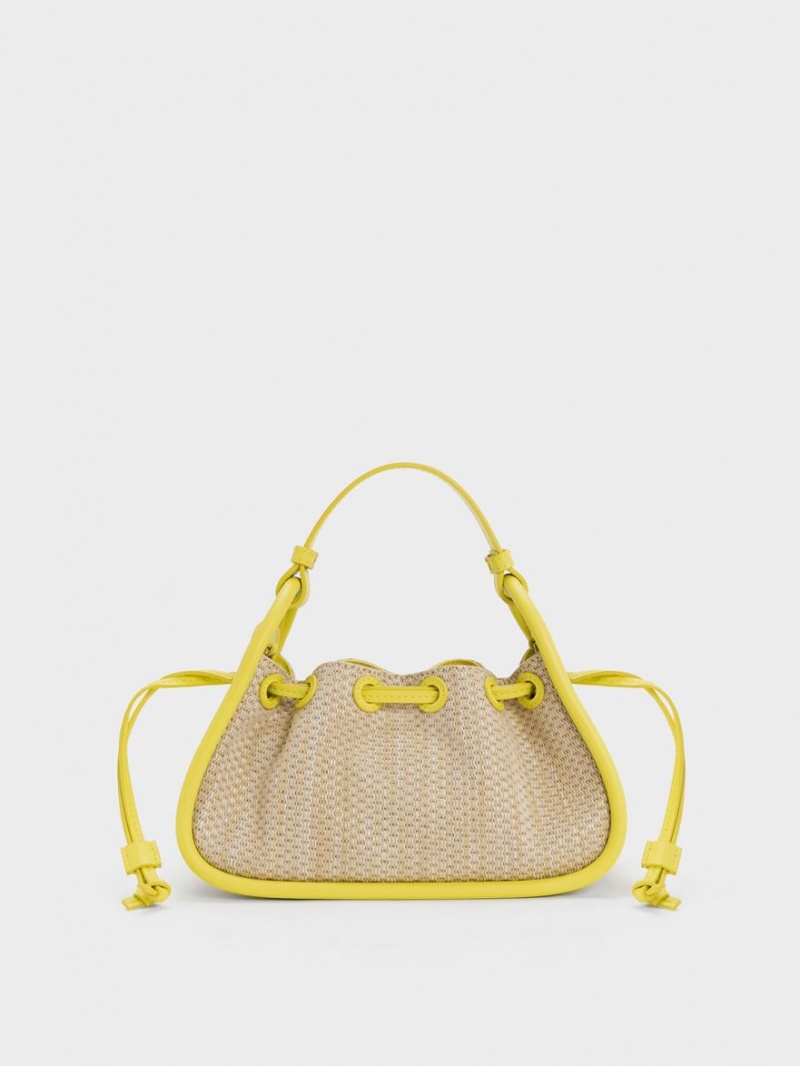 τσαντα χειροσ Charles And Keith Ashby Raffia Curved κίτρινα | 36489-EKQN