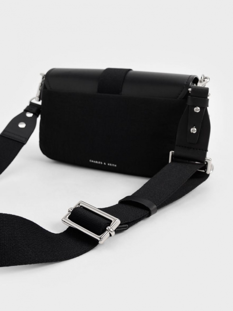 τσάντεσ ώμου Charles And Keith Aspen Metallic Belt πόρπης μαυρα | 70132-TJVW