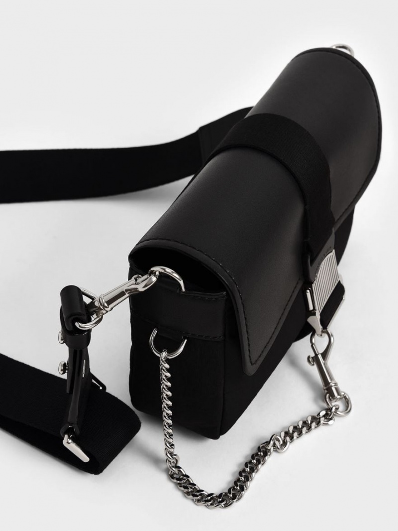 τσάντεσ ώμου Charles And Keith Aspen Metallic Belt πόρπης μαυρα | 70132-TJVW